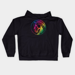 Round horse Rainbow Kids Hoodie